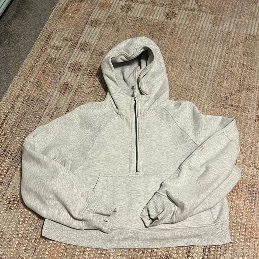 Lululemon Heather Grey Cropped Scuba Hoodie